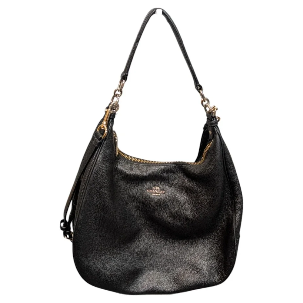 Coach Lexy Black Pebbled Leather Shoulder Bag Crossbody F38259 Gold Hardware